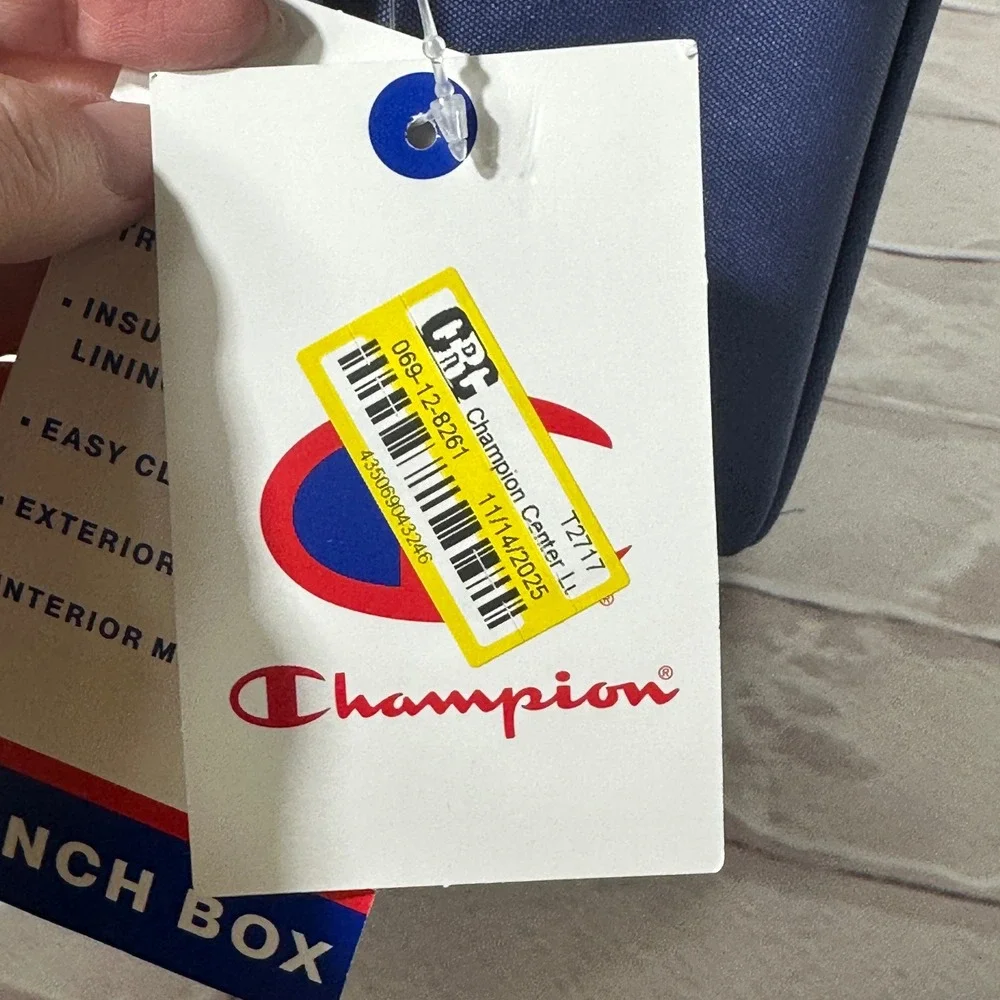 Champion Insulated Lunch Box with Built-In Hard Shell Tray Blue Red‎ T2717